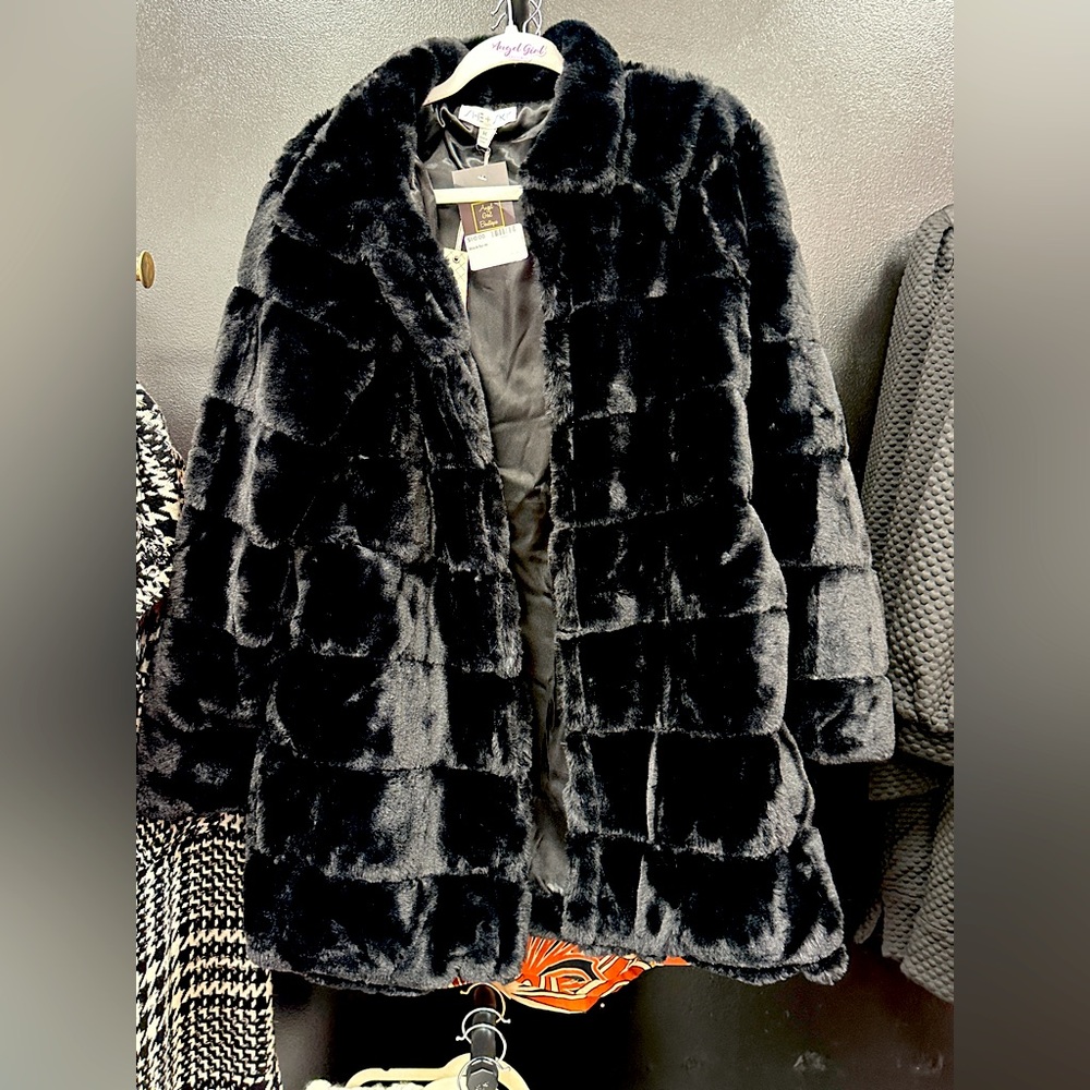 Black faux fur jacket
